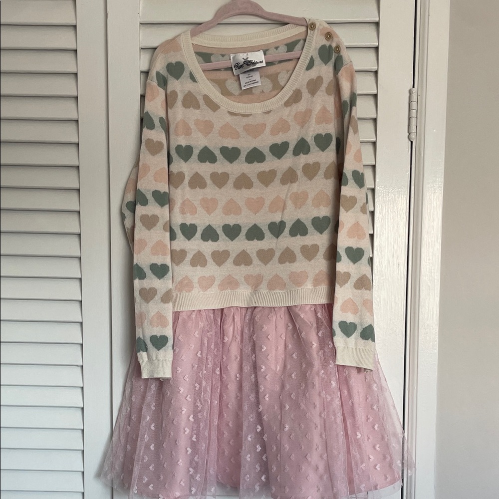 Rare Editions Pink and Cream Heart Dress